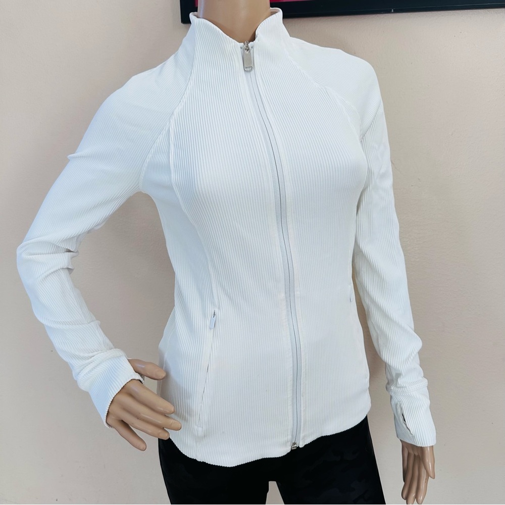 Athleta White Ribbed Jacket - Picture 4 of 16